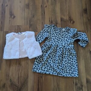 Like New Leopard Print Dress with Pink Vest